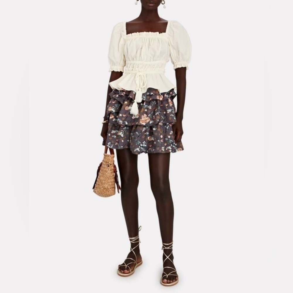 ULLA JOHNSON Alyssa Floral Tiered Mini Skirt 8